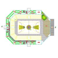 پروژه اتوکد استادیوم ورزشی سرپوشیده بسکتبال دو طبقه با طراحی خلاقانه به همراه مبلمان معماری و نما ها و برش های کامل